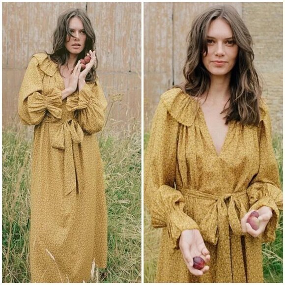 💕DOEN💕 Rory Dress ~ Peter Pan Collar Sunsoaked Foothills Floral Print XXS NWOT - Picture 1 of 16